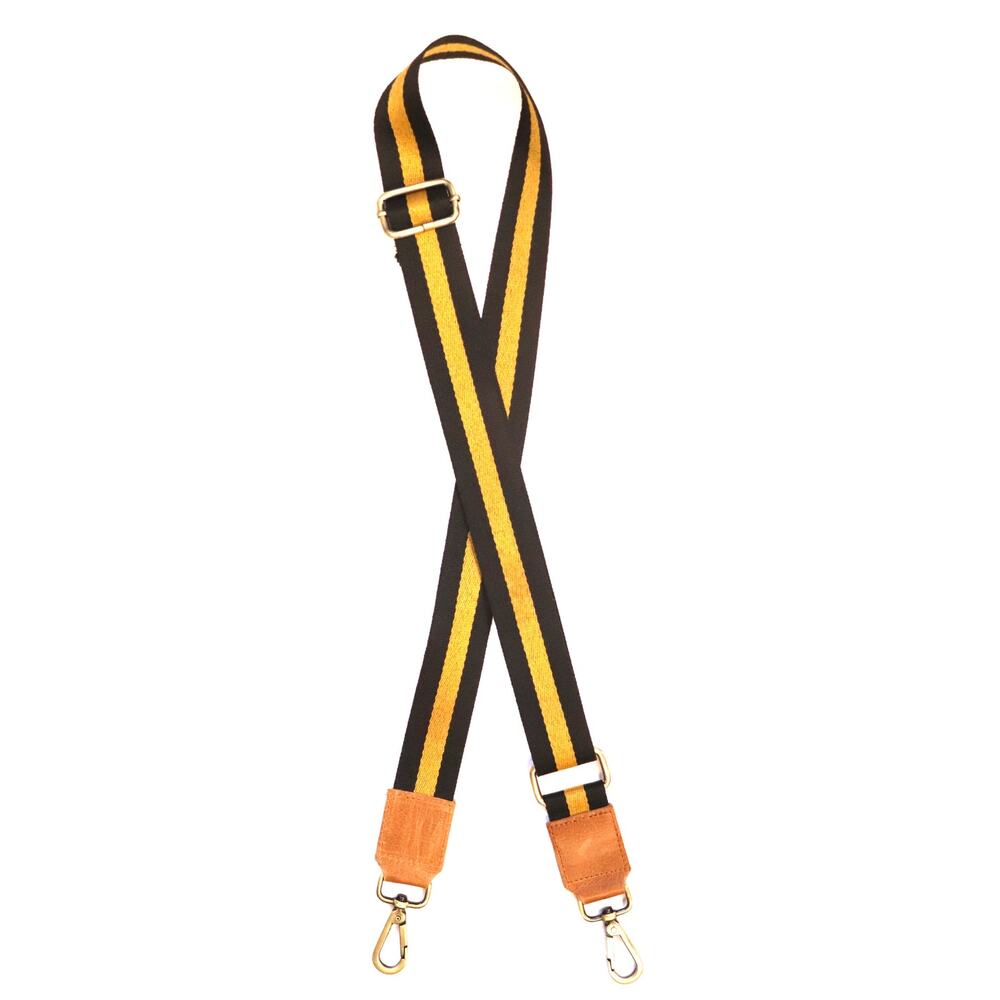 Preppy Black Gold Stripe Adjustable Crossbody Purse Bag Strap